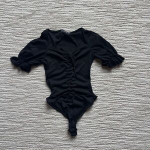 PrettyLittleThing Black Bodysuit puff sleeve top